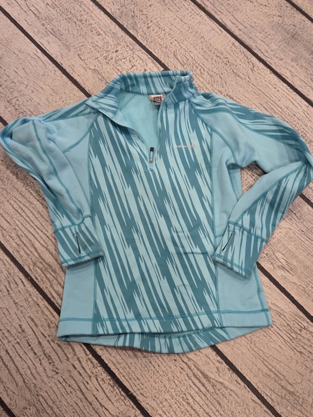 Avalanche Aqua and Teal Quarter-Zip Pullover Fleece Size Medium